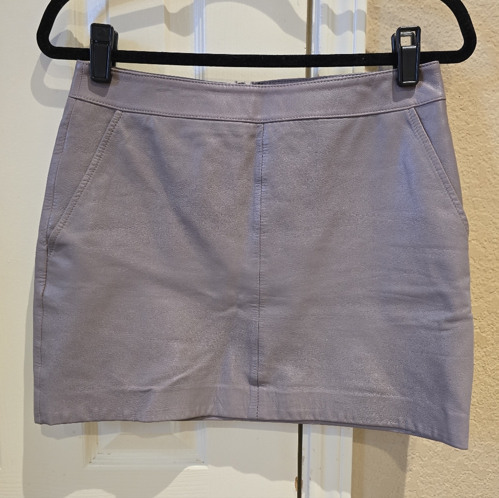 Leith Lilac Purple Leather Mini Skirt Small